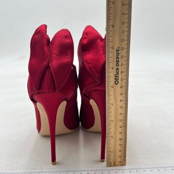 FSJ Women Retro Pointed Toe Slip on Comfort High Thin Heel Satin Pumps Stiletto - Picture 4 of 7